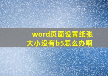 word页面设置纸张大小没有b5怎么办啊