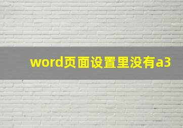 word页面设置里没有a3