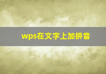 wps在文字上加拼音