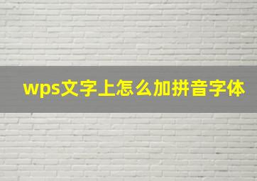 wps文字上怎么加拼音字体