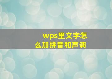 wps里文字怎么加拼音和声调