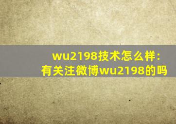 wu2198技术怎么样:有关注微博wu2198的吗