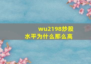 wu2198炒股水平为什么那么高