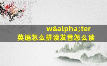 wαter英语怎么拼读发音怎么读