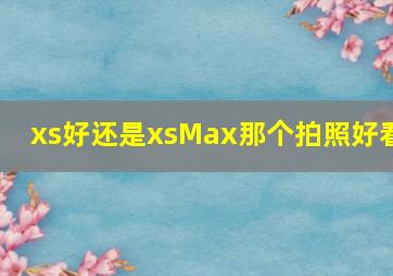 xs好还是xsMax那个拍照好看