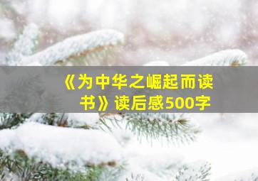 《为中华之崛起而读书》读后感500字