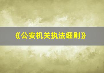 《公安机关执法细则》