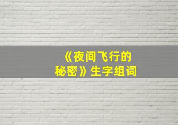 《夜间飞行的秘密》生字组词