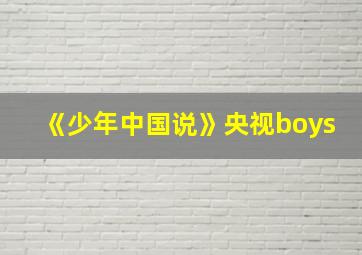 《少年中国说》央视boys