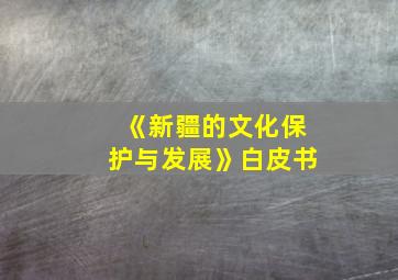 《新疆的文化保护与发展》白皮书