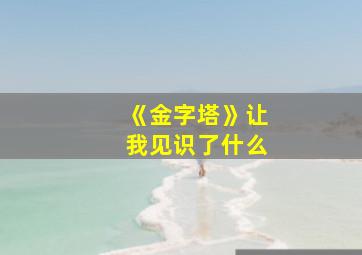 《金字塔》让我见识了什么