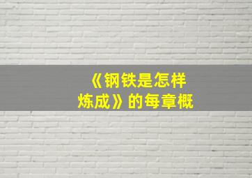 《钢铁是怎样炼成》的每章概