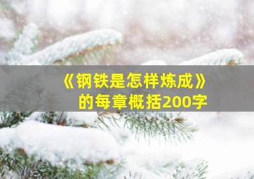 《钢铁是怎样炼成》的每章概括200字