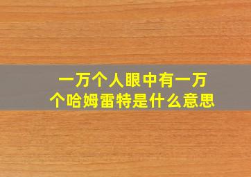 一万个人眼中有一万个哈姆雷特是什么意思