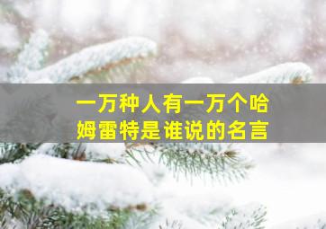 一万种人有一万个哈姆雷特是谁说的名言