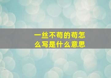 一丝不苟的苟怎么写是什么意思