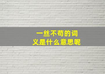 一丝不苟的词义是什么意思呢