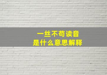 一丝不苟读音是什么意思解释