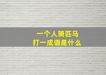 一个人骑匹马打一成语是什么