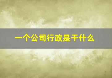 一个公司行政是干什么