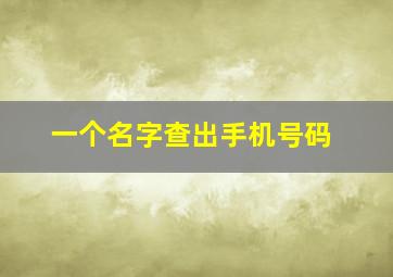 一个名字查出手机号码