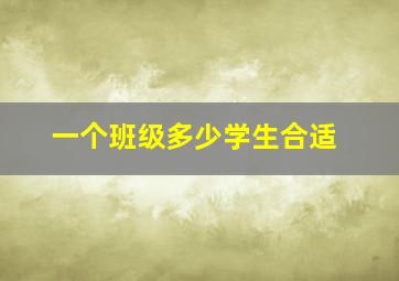 一个班级多少学生合适