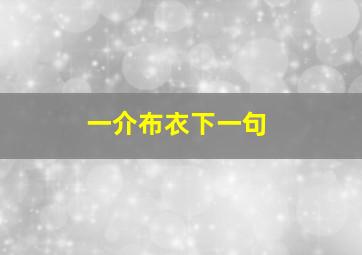 一介布衣下一句