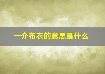 一介布衣的意思是什么