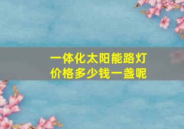 一体化太阳能路灯价格多少钱一盏呢