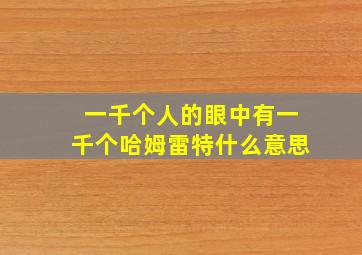 一千个人的眼中有一千个哈姆雷特什么意思