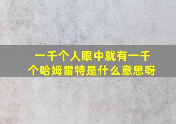 一千个人眼中就有一千个哈姆雷特是什么意思呀