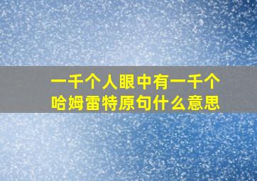 一千个人眼中有一千个哈姆雷特原句什么意思