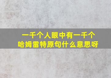 一千个人眼中有一千个哈姆雷特原句什么意思呀