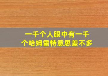 一千个人眼中有一千个哈姆雷特意思差不多