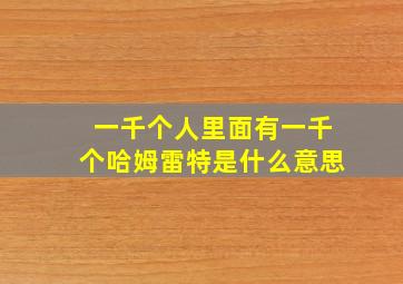 一千个人里面有一千个哈姆雷特是什么意思