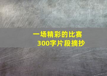 一场精彩的比赛300字片段摘抄