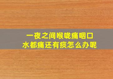 一夜之间喉咙痛咽口水都痛还有痰怎么办呢