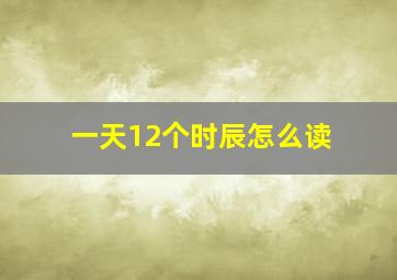 一天12个时辰怎么读