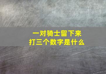 一对骑士留下来打三个数字是什么