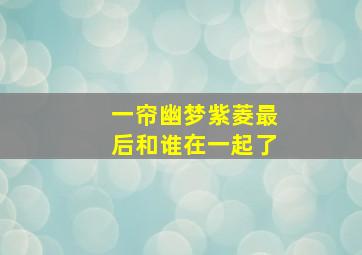 一帘幽梦紫菱最后和谁在一起了