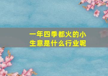 一年四季都火的小生意是什么行业呢