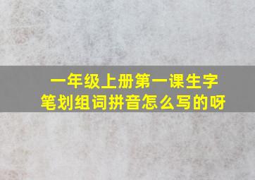 一年级上册第一课生字笔划组词拼音怎么写的呀