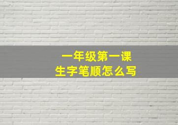 一年级第一课生字笔顺怎么写