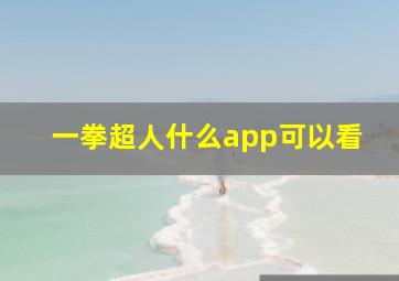 一拳超人什么app可以看