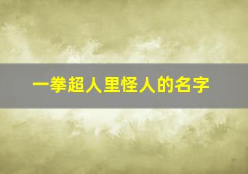 一拳超人里怪人的名字