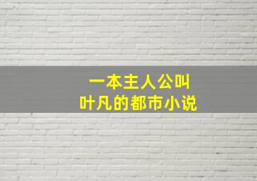 一本主人公叫叶凡的都市小说