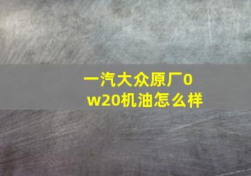 一汽大众原厂0w20机油怎么样