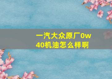 一汽大众原厂0w40机油怎么样啊