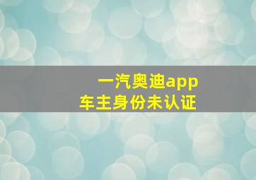 一汽奥迪app车主身份未认证