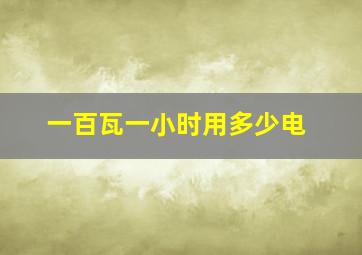 一百瓦一小时用多少电